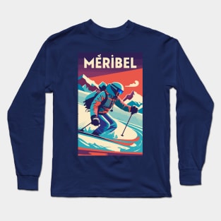 A Vintage Travel Art of Meribel - France Long Sleeve T-Shirt